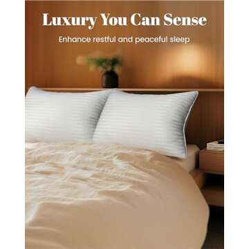 Qnoon Pillows Queen Size Set of 2, Hotel Collection Bed Pillows for Sleeping, Gusseted Pillow for Back, Stomach or Side Sleepers(Pure White)