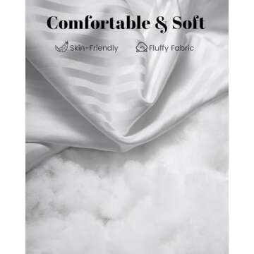 Qnoon Pillows Queen Size Set of 2, Hotel Collection Bed Pillows for Sleeping, Gusseted Pillow for Back, Stomach or Side Sleepers(Pure White)