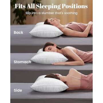 Qnoon Pillows Queen Size Set of 2, Hotel Collection Bed Pillows for Sleeping, Gusseted Pillow for Back, Stomach or Side Sleepers(Pure White)