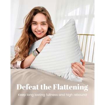 Qnoon Pillows Queen Size Set of 2, Hotel Collection Bed Pillows for Sleeping, Gusseted Pillow for Back, Stomach or Side Sleepers(Pure White)