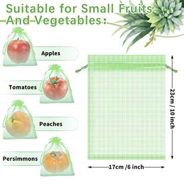 Boao 200 Pcs Fruit Protection Bags Fruit Netting Bags with Drawstring for Protecting Vegetable Net C...