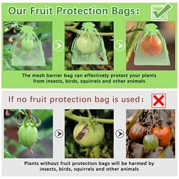 Boao 200 Pcs Fruit Protection Bags Fruit Netting Bags with Drawstring for Protecting Vegetable Net Cover Reusable Mesh Bag for Garden Apple Trees(6 x 10 Inch,Fruit Green)