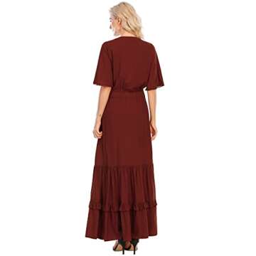 R.Vivimos Womens Summer Cotton Short Sleeve V Neck Floral Print Casual Bohemian Midi Dresses (X-Larg...