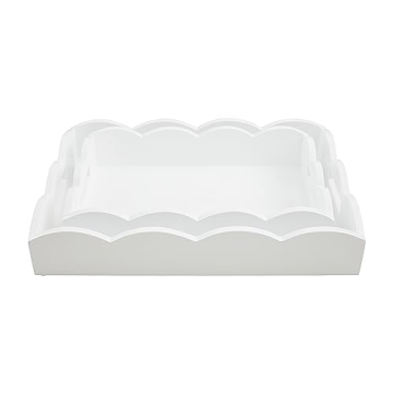 Elegant Mud Pie Nested Lacquer Trays in White