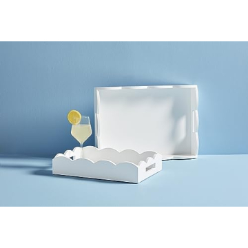 Elegant Mud Pie Nested Lacquer Trays in White