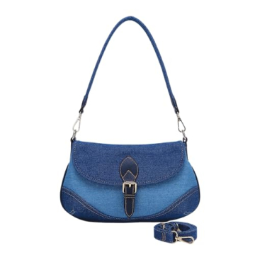 SANMENMO Denim Purse for Women -Stylish Elegant Blue Jean Canvas Bags,Cute Chic Hobo Shoulder Bag Ha...