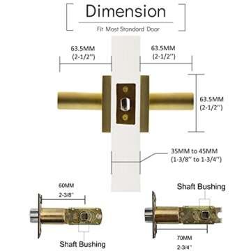 Linkaa Privacy Door Lever Gold Stain Brass Square Shape Door Handles Lever with Lock, Keyless Door Lock, Privacy Function Exterior/Interior Door Handles. (1, Privacy (Keyless Lock))