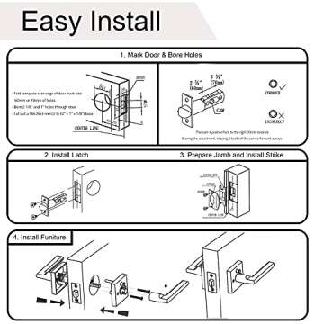 Linkaa Privacy Door Lever Gold Stain Brass Square Shape Door Handles Lever with Lock, Keyless Door Lock, Privacy Function Exterior/Interior Door Handles. (1, Privacy (Keyless Lock))