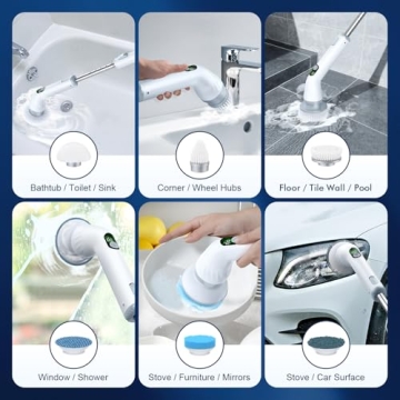 LABIGO Electric Spin Scrubber with 6 Cleaning Heads