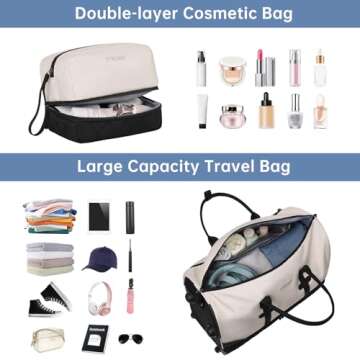 ETRONIK Rolling Duffle Bag with Wheels, 21 Inch Flight Approved for Travel with Toiletry Bag, Carry on Luggage Travel Bag for Women with Shoe Compartment, Beige