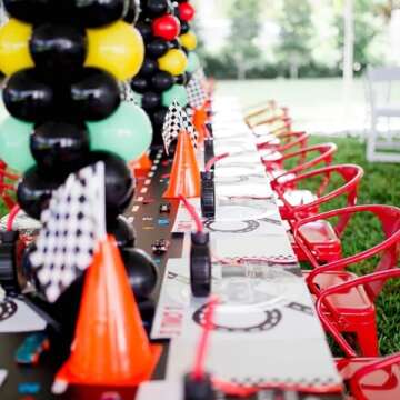 Racing Party Supplies with Traffic Cones & Flags Set