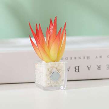 Cute Succulent Fridge Magnet, 4-Pieces 3D Plant Magnets for Refrigerator Whiteboard Mini Decorative ...