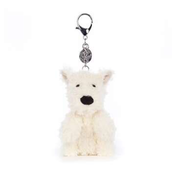 Jellycat Munro Scottie Dog Bag Charm, 4 inches - Dogs and Puppies Plush Keychain - Great Gift Idea