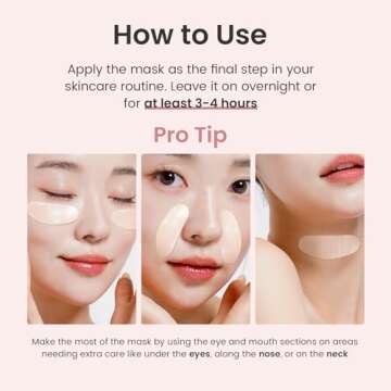 Elvira Bio-Collagen Face Mask - Deep Hydrating Overnight Face Mask, Korean Skincare, Facial Treatments & Masks for Women - Firming and Moisturizing, 4-Pack