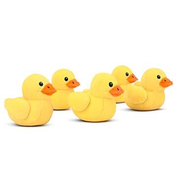 Pegmapri 14" Yellow Duck Stuffed Animal with Babies, Ducky Plush Playset with Zipper Pocket, 5pcs Du...