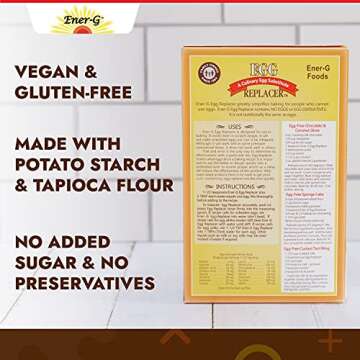 Vegan Egg Replacer by Ener-G | Gluten Free, Vegan, Nut Free, Non-GMO, Kosher | 16 oz Package