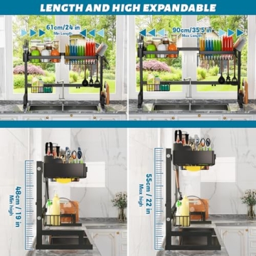 Adjustable Stainless Steel Over Sink Dish Drying Rack