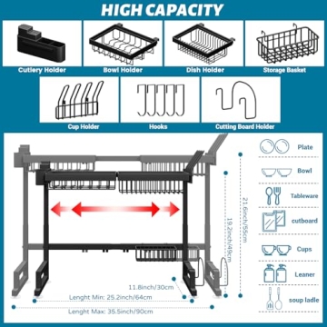 Adjustable Stainless Steel Over Sink Dish Drying Rack