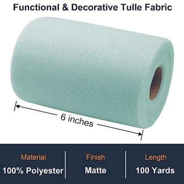 Tulle Fabric Roll 6 Inch by 100 Yards (300 ft) Tulle Ribbon Sheer Mesh Netting for DIY Tutu Skirt Gi...