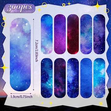 Patelai 300 Pieces Kids Bandages Bulk 10 Styles Children's Adhesive Flexible Colorful Cute Cartoon Bandages Waterproof Breathable Stickers Protection Care Cuts for Girls Boys(Galaxy)