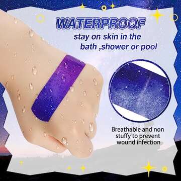 Patelai 300 Pieces Kids Bandages Bulk 10 Styles Children's Adhesive Flexible Colorful Cute Cartoon Bandages Waterproof Breathable Stickers Protection Care Cuts for Girls Boys(Galaxy)