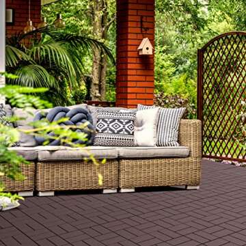 Goovilla Plastic Interlocking Deck Tiles - Durable All-Weather Outdoor Flooring 12x12