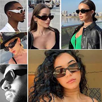 SORVINO Retro 90s Rectangle Sunglasses - Fashionable Eyewear with UV400 Protection