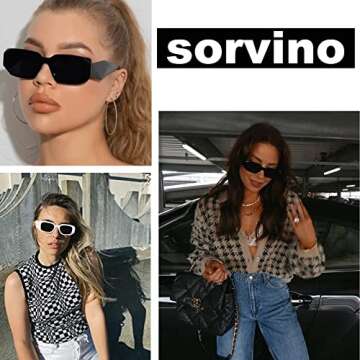 SORVINO Retro 90s Rectangle Sunglasses for Stylish UV Protection