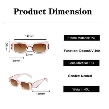 SORVINO Retro 90s Rectangle Sunglasses for Stylish UV Protection