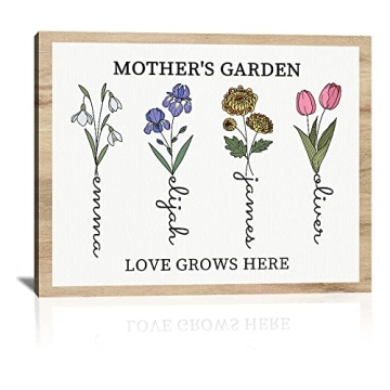 Bohva Mothers Day Unique Gifts For Mom, Customized Birth Month Flower Mothers Garden, Custom Canvas ...