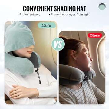 Cirorld Travel Pillow, Neck Pillow for Travel with Hood for Airplane, Velvet Memory Foam Neck Pillow...