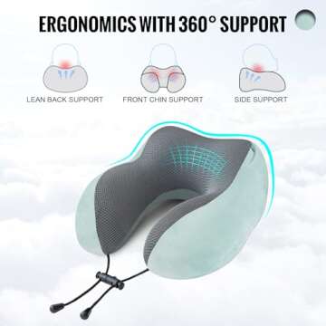 Cirorld Travel Pillow, Neck Pillow for Travel with Hood for Airplane, Velvet Memory Foam Neck Pillow Adult Head & Neck Support, for Long Flights Plane, Office, Cars Sleeping & Rest (Green)