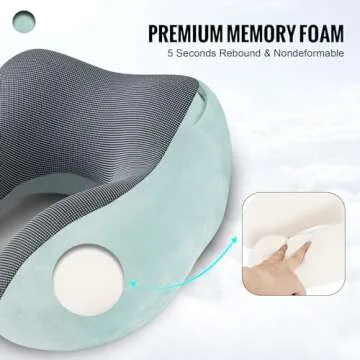 Cirorld Travel Pillow, Neck Pillow for Travel with Hood for Airplane, Velvet Memory Foam Neck Pillow Adult Head & Neck Support, for Long Flights Plane, Office, Cars Sleeping & Rest (Green)