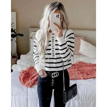 Amkoyam Cozy Women's Winter Striped Sweatshirt Essential