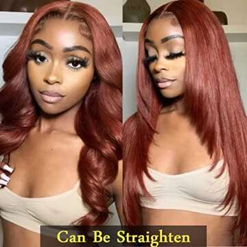 Reddish Brown 5x5 HD Lace Closure Wigs Human Hair 180% Density 33B Body Wave Lace Front Wigs Human Hair Glueless Pre Plucked 5x5 Body Wave Closure Wigs for Women Pre Plucked with Baby Hair 24 Inch