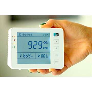 Basic CO2 Meter by Forensics | AB841 Compliant for Classrooms | USB Power & Battery | 10 Year Life |...