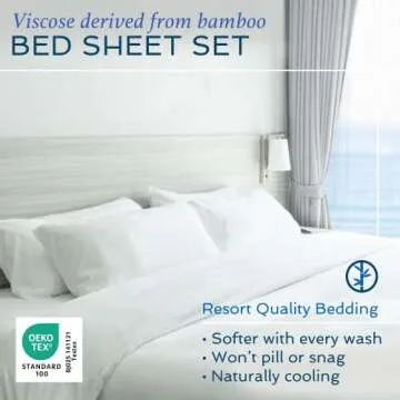 Hotel Sheets Direct 4 Piece Bed Sheet Set King Size, 100% Viscose Derived from Bamboo Sheets Set wit...