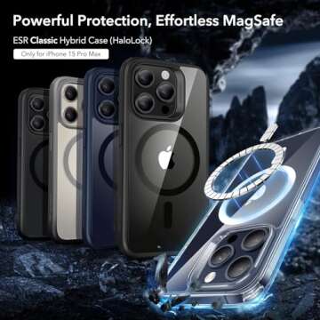 ESR for iPhone 15 Pro Max Case, Compatible with MagSafe, Military-Grade Protection, Yellowing Resist...