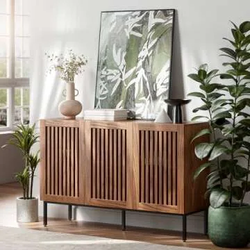 BVIUNTWO Storage Cabinet with Adjustable Shelves for Living Room