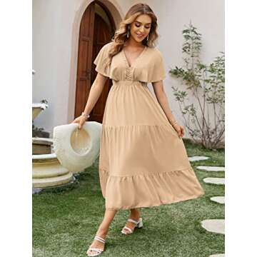 Amegoya Women's Floral Print Casual Maxi Dress - Coffee Color