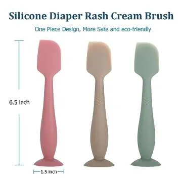 Baby Diaper Cream Spatula, Seeway 3 pack Baby Butt Paste Spatula, Diaper Cream Applicator, Silicone Butt Spatula for Newborn Babies (dark pink, green, brown)