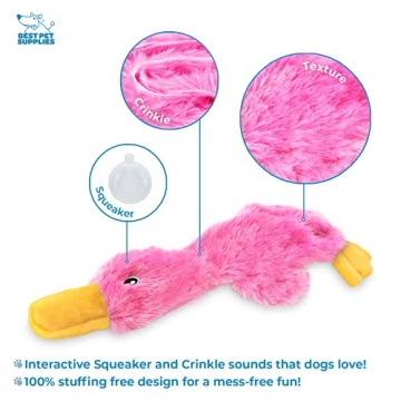 Best Pet Supplies Crinkle Dog Toy for All Breeds - Cute Duck