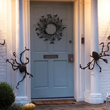 Sggvecsy Halloween Wreath with Glitter Bats for Spooky Decor