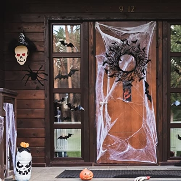 Sggvecsy Halloween Wreath with Glitter Bats for Spooky Decor