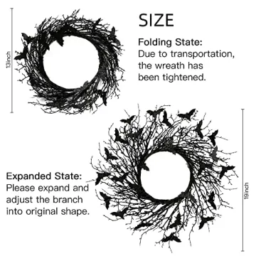 Sggvecsy Halloween Wreath with Glitter Bats for Spooky Decor