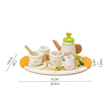 Hape Tea for Two Wooden Tea Party Playset | Wooden Pretend Play Tea Set for Kids, Kitchen Accessories Kit Includes 2-Cups, Saucers, Spoons and Serving Tray