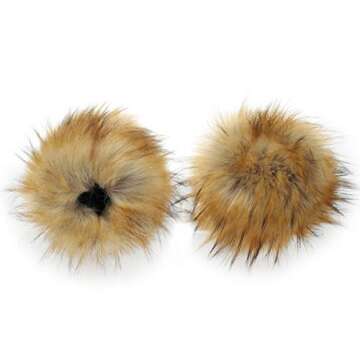 LA CARRIE Women's Leopard Print Faux Fur Wrist Cuffs,Winter Fox Furry Bands Arm Warmer (Nature)