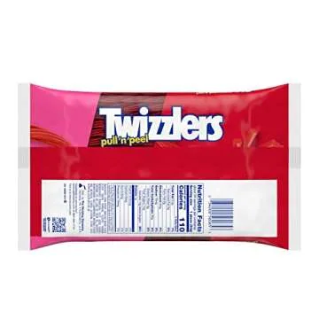 TWIZZLERS PULL 'N' PEEL Cherry Flavored Licorice Style, Low Fat Candy Big Bag, 28 oz, Pack of 1