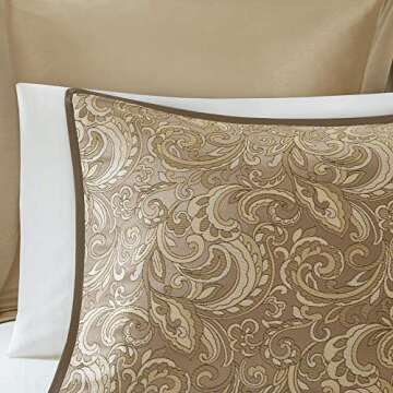 Madison Park Essentials Brystol 24 Piece Room in a Bag Faux Silk Comforter Jacquard Paisley Design Matching Curtains Down Alternative Hypoallergenic All Season Bedding-Set, Cal King(104"x92"), Brown