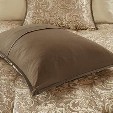 Madison Park Essentials Brystol 24 Piece Room in a Bag Faux Silk Comforter Jacquard Paisley Design Matching Curtains Down Alternative Hypoallergenic All Season Bedding-Set, Cal King(104"x92"), Brown